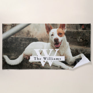 Toalha De Praia Personalized Dog Photo Family name
