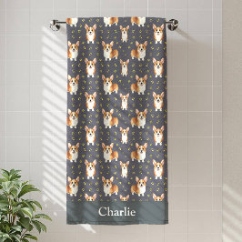 Toalha De Praia Personalized Gray Corgi Dog