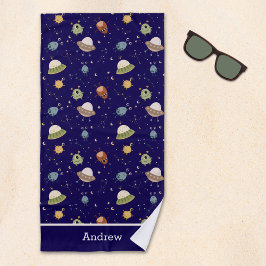 Toalha De Praia Personalized Kids' Alien & Spaceship