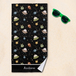 Toalha De Praia Personalized Kids' Alien & Spaceship
