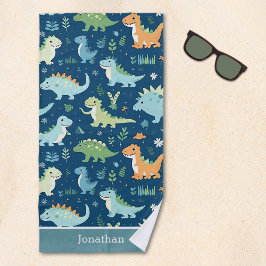 Toalha De Praia Personalized Kids' Dinosaur – Fun & Customizable