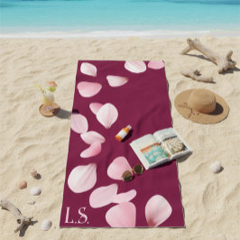 Toalha De Praia Personalized Monogram Beach Towel with Sakura 