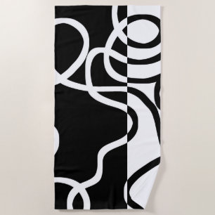Toalha De Praia Persuasão linear I: Abstrato preto e branco