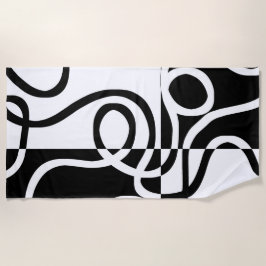 Toalha De Praia Persuasão linear II: Abstrato preto e branco