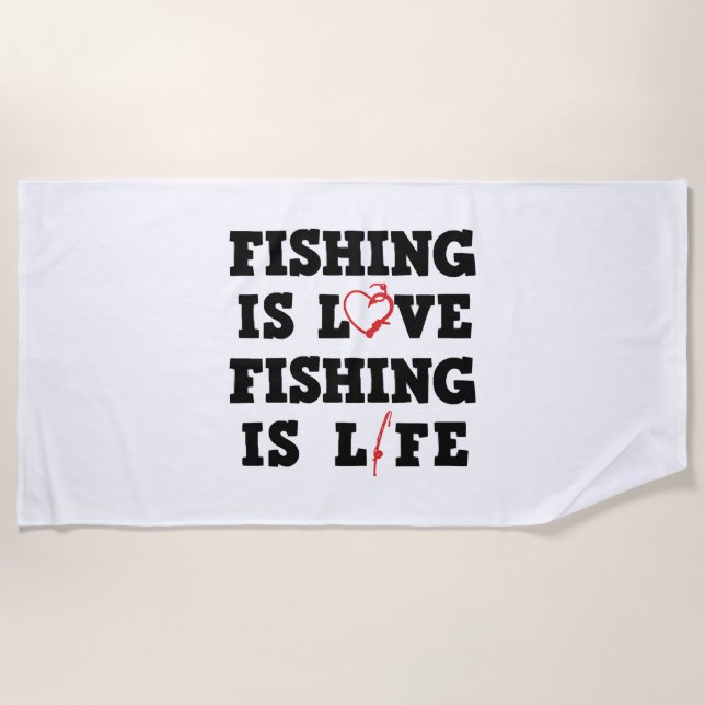 Toalha De Praia Pesca É Amor Pesca É Vida (Frente)