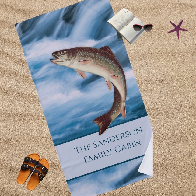 Toalha De Praia Pescadores Voam Voando Mosca Arco-Íris Truta Azul (Criador carregado)