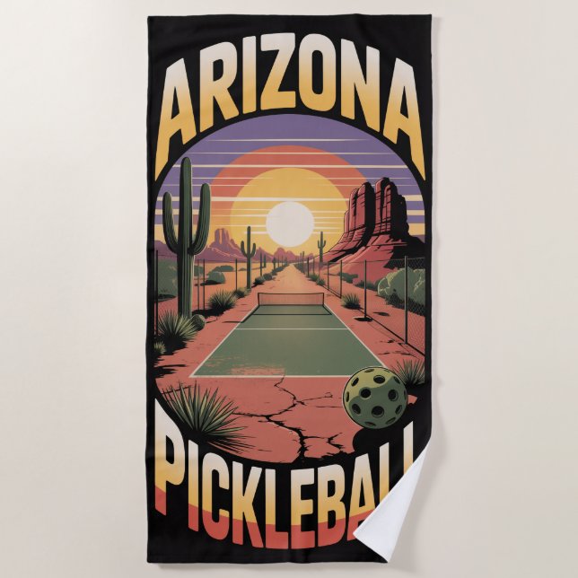 Toalha De Praia Pickleball ARIZONA PICKLEBALL Desert Resort Court (Frente)