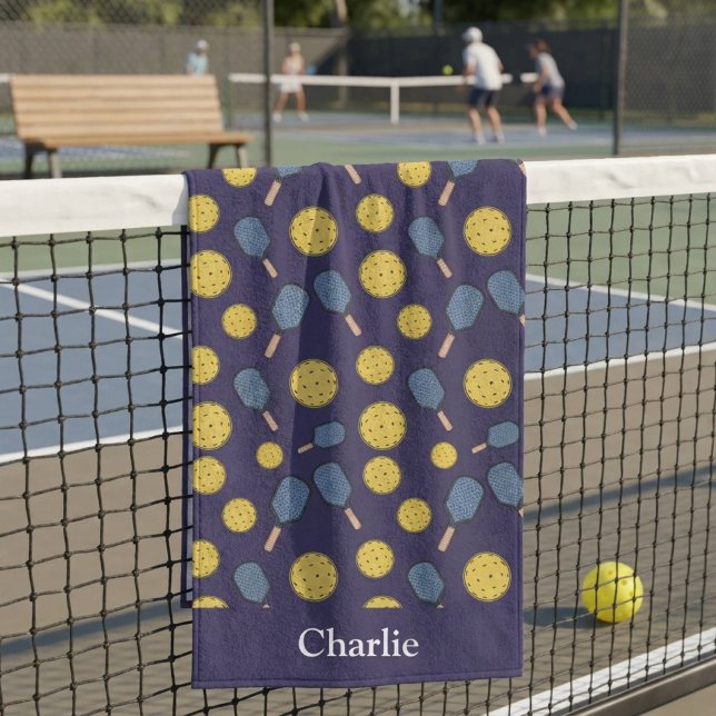 Toalha De Praia Pickleball Azul Personalizado (Criador carregado)