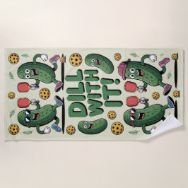 Toalha De Praia Pickleball Dill Com O Picle De Cartoon