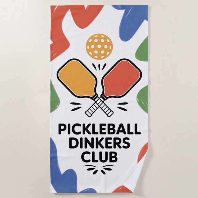 Toalha De Praia Pickleball Dinkers Club Paddle Graphic Beach Towel (Frente)
