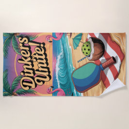 Toalha De Praia Pickleball Dinkers Unem Flamingo Paddle