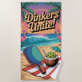 Toalha De Praia Pickleball Dinkers Unem Flamingo Paddle