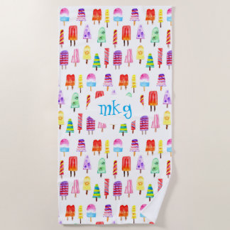 Toalha De Praia Picles Bright Watercolor Monograma Torre Praia