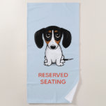 Toalha De Praia Piebald Dachshund | Cachorro Cortado com Texto Per<br><div class="desc">Piebald Dachshund Lover's Beach Towel. Desenho bonito de um Doxie preto,  bronzeado e branco. Visite o Doodle World de Jenn para obter ainda mais produtos com este design original de cão com prendedor.</div>