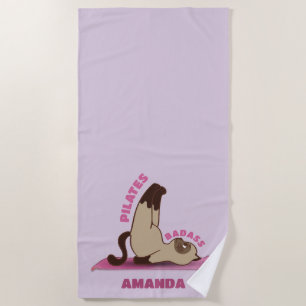 Toalha De Praia Pilota Badass Workout Kitty Nome Personalizado