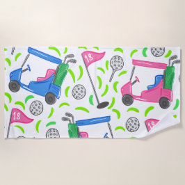 Toalha De Praia Pílula de Golfe Verde Rosa