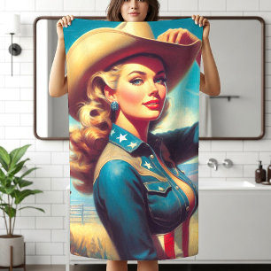 Toalha De Praia Pin-up de Rodeio Vintage