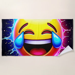 Toalha De Praia Pincelada Alegre: Arte de Emoji Risonho