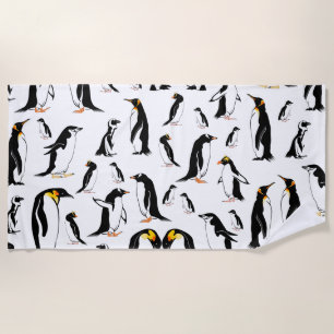 Toalha De Praia Pinguim preto e branco