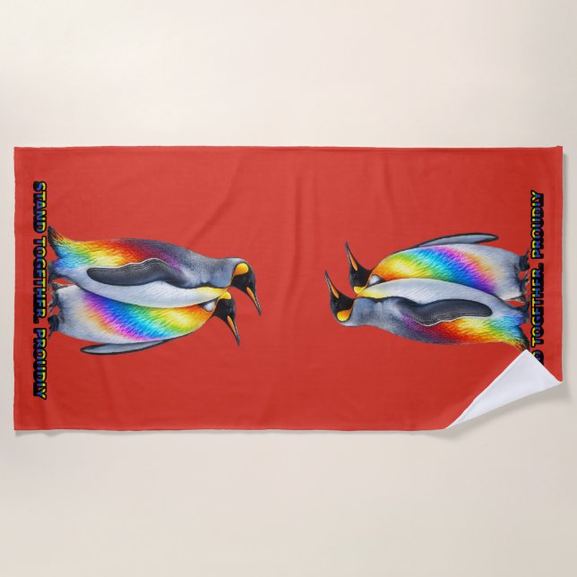 Toalha De Praia Pinguins Orgulhosos Unidos (Frente)