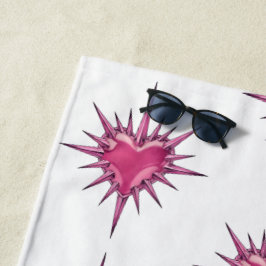 Toalha De Praia Pink Barbed Heart Cybersigilism Beach Towel