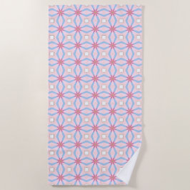 Toalha De Praia Pink, blue and white geometric patterned