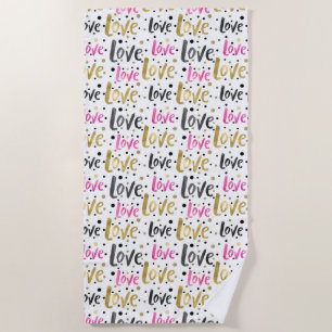 Toalha De Praia Pink Dourado Confetti Dots Love