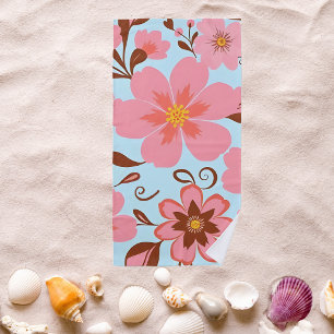 Toalha De Praia Pink Floral Mood - Estilo Pastel Vibes-Dopamina