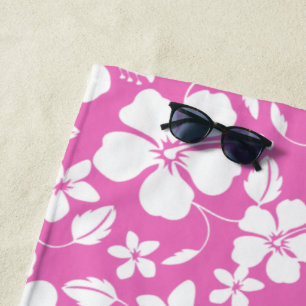 TOALHA DE PRAIA PINK HAWAIIAN HULA (HIBISCUS)