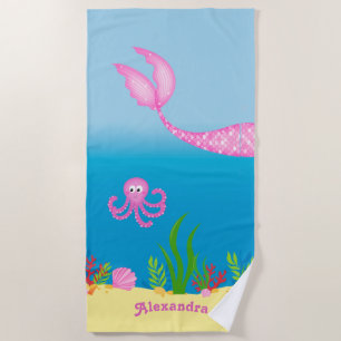 Toalha De Praia Pink Mermaid Tail Beach Towel