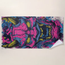Toalha De Praia Pink Oni Demon Mask – Japanese Graffiti Art