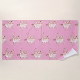 Toalha De Praia Pink Sea Turtles