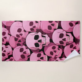 Toalha De Praia Pink Skull Pattern – Bold Gothic Design