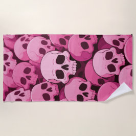 Toalha De Praia Pink Skull Pattern – Bold Pop Gothic Art