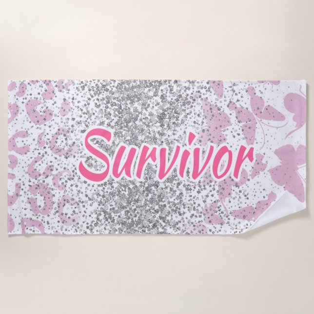 Toalha De Praia Pink Survivor Beach Towel-Breast Cancer (Frente)