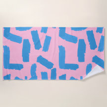 Pink with Blue Brushstroke Pattern