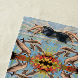 Toalha De Praia Pintado Mão Por Golfinhos Números | Espelho |