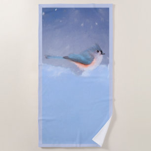 Toalha De Praia Pintura com Titmouse Tufado - Arte Cachorra Origin
