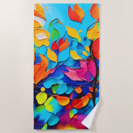 Toalha De Praia Pintura da Sinfonia Floral Vibrante