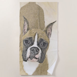 Toalha De Praia Pintura de Boxer - Arte de Cão Original Bonita