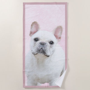 Toalha De Praia Pintura de Bulldog Francês (Cream/Branco) - Arte