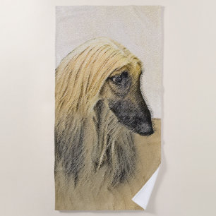 Toalha De Praia Pintura De Cães Afegã - Arte De Cachorro Origina