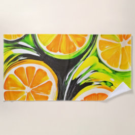 Toalha De Praia Pintura de Citros Vibrante