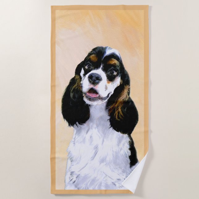 Toalha De Praia Pintura De Cocker Spaniel (Participante) - Arte De (Frente)