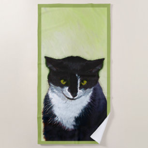 Toalha De Praia Pintura de Gato Tuxedo - Arte de Gato Original Cus