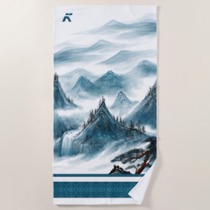 Toalha De Praia Pintura de Montanhas Brancas Clássicas de Chinoise