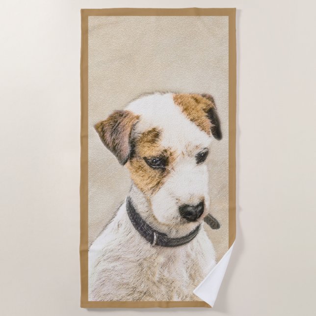 Toalha De Praia Pintura de Parson Jack Russell Terrier - Arte Cani (Frente)