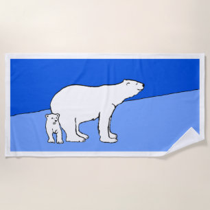 Toalha De Praia Pintura de Polar Bear Mãe e Cubo - Arte da Vida S