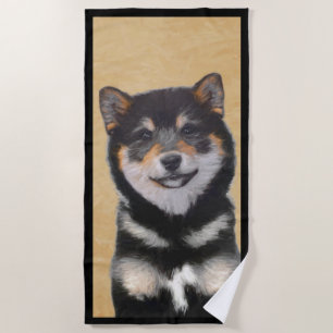 Toalha De Praia Pintura de Shiba Inu (Preto e Adulto) - Arte Canin