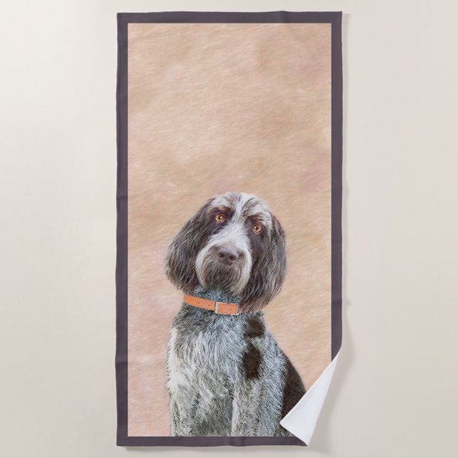 Toalha De Praia Pintura de Spinone Italiano - Arte de Cachorro Ori (Frente)